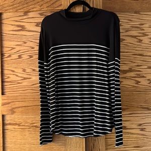 Maurices Black Turtleneck with White Stripes, Medium
